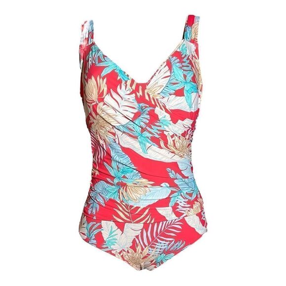 Jantzen Print Surplice Maillot One- Piece Swimsuit - Picture 3 of 6